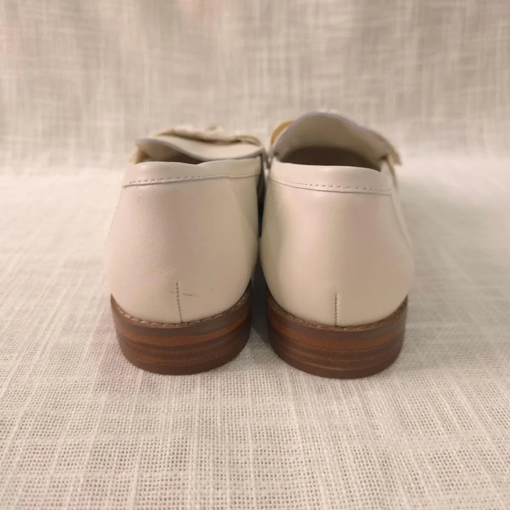 Quince Italian Leather Bow Penny Loafer - Bone/ Size 8 - Picture 6 of 9